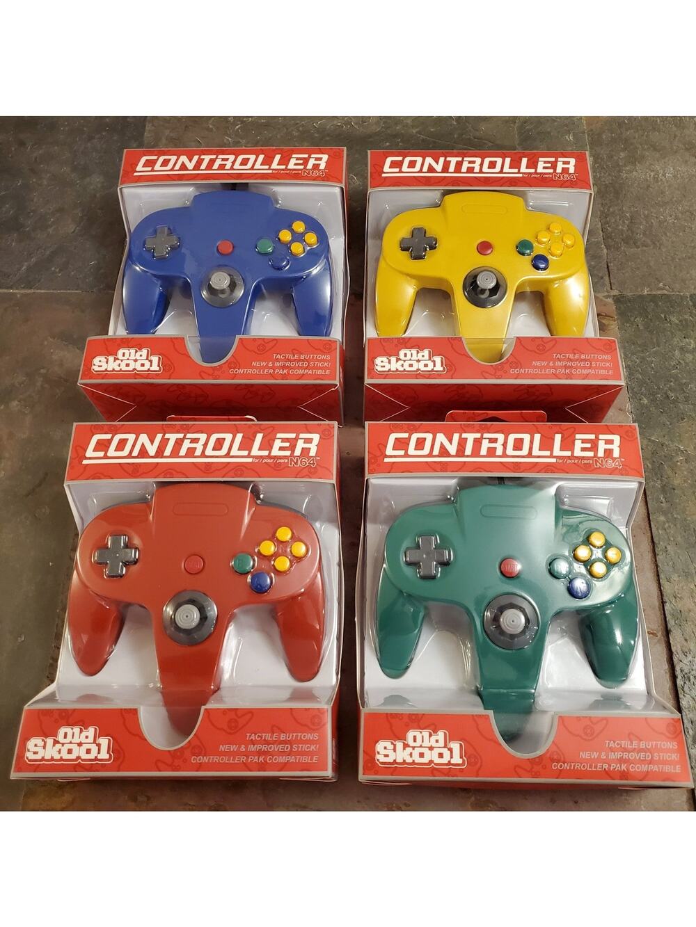 4 N64 Controllers - 4 Colors Bundle (NEW) - Red Green Blue Yellow - Nintendo
